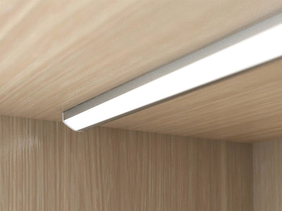 Angled aluminium profile for flexi lights in situ
