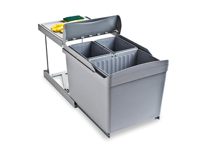 Deluxe waste bin - 3 compartment pull-out